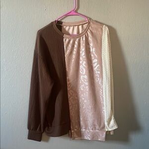 Brown and Cream Colorblock Sweater